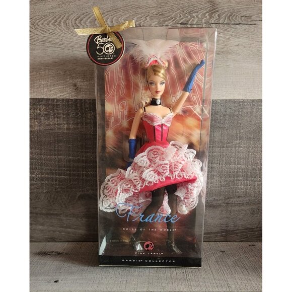 Vintage 2008 Barbie France Dolls of the World Pink Label #N4972 50th Anniversary - Picture 1 of 7